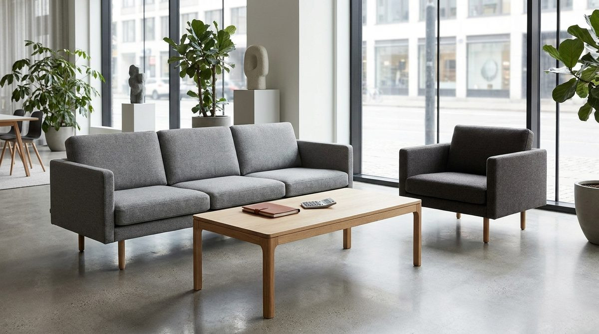 Furniture showroom room setting used to compare furniture prices from China