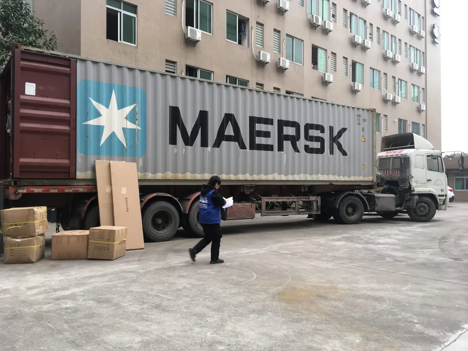 Shipping container at the loading area
