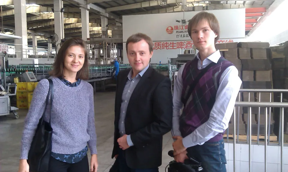 Group photo during a factory visit