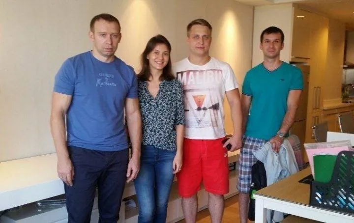 Meeting with visitors in the office