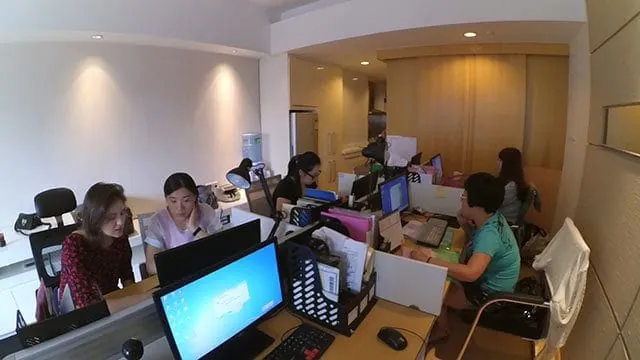 Our team working in the office