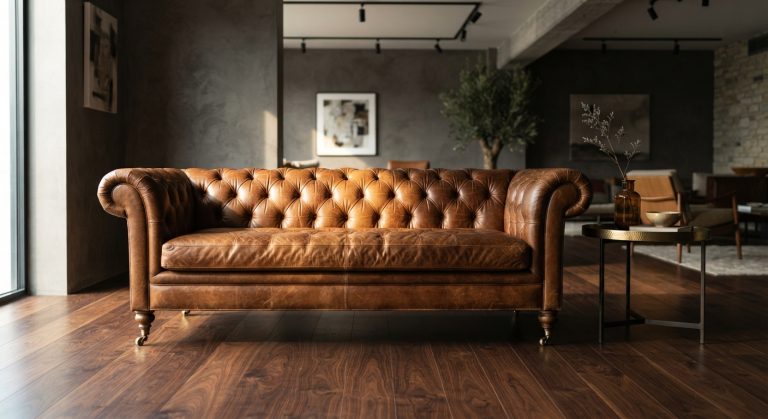 Leather sofa in a furniture gallery
