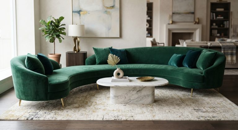 Velvet sectional sofa in a Lecong showroom
