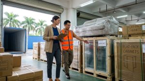 Filling a container with furniture